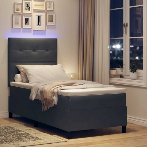 Łóżko z sprężyną LED Ciemnoszary 80 x 200 cm tkanina