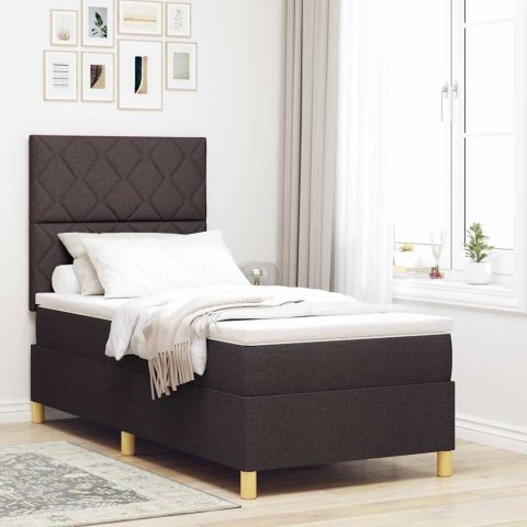 Łóżko z sprężyną LED Ciemny brąz 100 x 200 cm tkanina