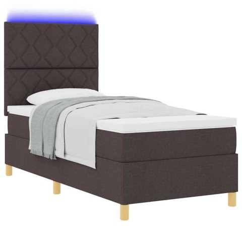 Łóżko z sprężyną LED Ciemny brąz 100 x 200 cm tkanina