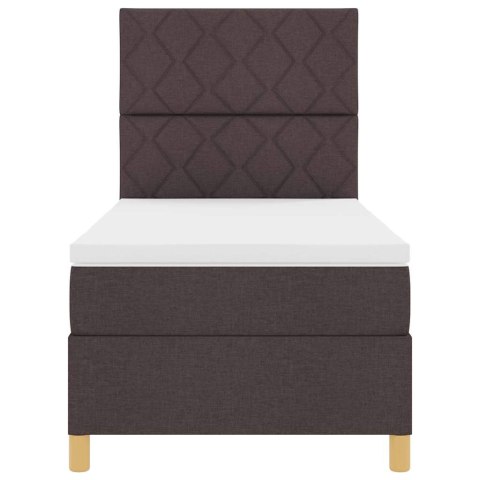 Łóżko z sprężyną LED Ciemny brąz 100 x 200 cm tkanina