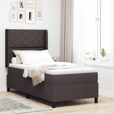 Łóżko z sprężyną LED Ciemny brąz 100 x 200 cm tkanina