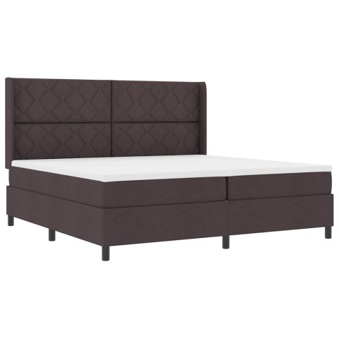 Łóżko z sprężyną LED Ciemny brąz 200 x 200 cm tkanina