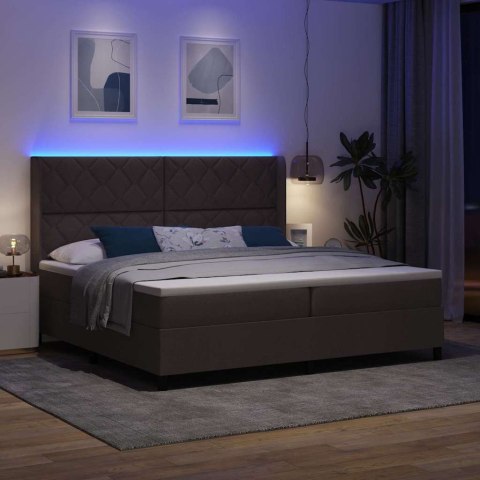 Łóżko z sprężyną LED Ciemny brąz 200 x 200 cm tkanina