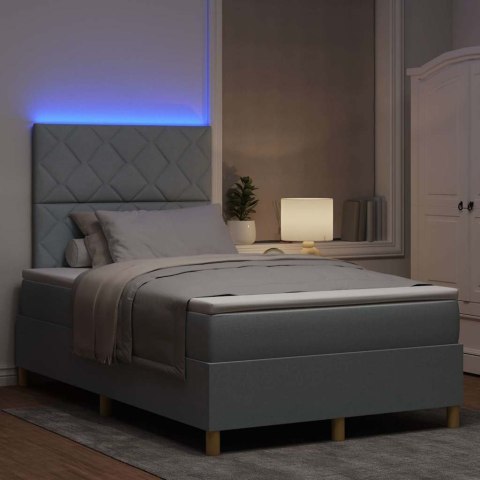 Łóżko z sprężyną LED Jasnoszary 120 x 190 cm tkanina