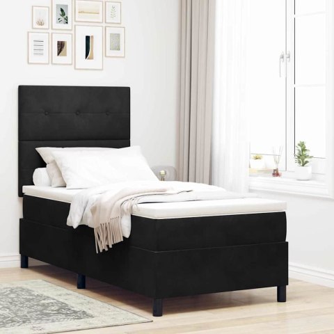 Łóżko z sprężyną LED z materacem Czarny 100 x 200 cm tkanina