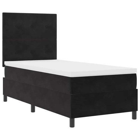 Łóżko z sprężyną LED z materacem Czarny 100 x 200 cm tkanina