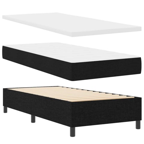 Łóżko z sprężyną LED z materacem Czarny 100 x 200 cm tkanina