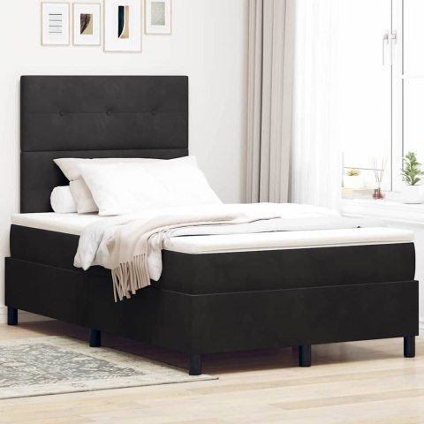 Łóżko z sprężyną LED z materacem Czarny 120 x 200 cm tkanina