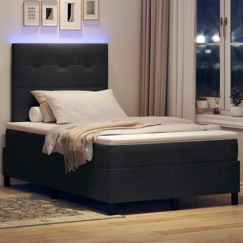 Łóżko z sprężyną LED z materacem Czarny 120 x 200 cm tkanina