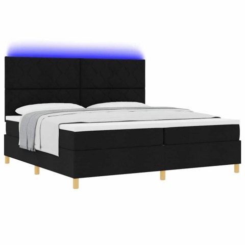 Łóżko z sprężyną LED z materacem Czarny 200 x 200 cm tkanina