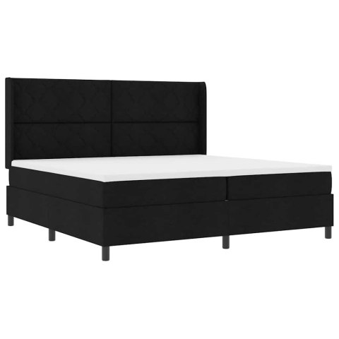 Łóżko z sprężyną LED z materacem Czarny 200 x 200 cm tkanina