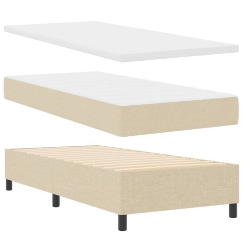 Łóżko z sprężyną LED z materacem Kremowy 100 x 200 cm tkanina