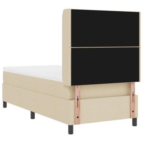 Łóżko z sprężyną LED z materacem Kremowy 100 x 200 cm tkanina