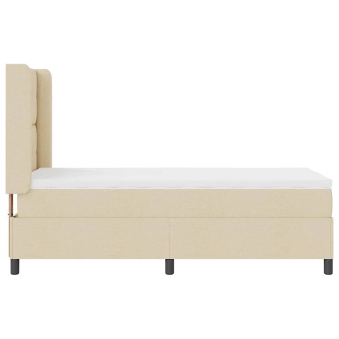 Łóżko z sprężyną LED z materacem Kremowy 90 x 200 cm tkanina
