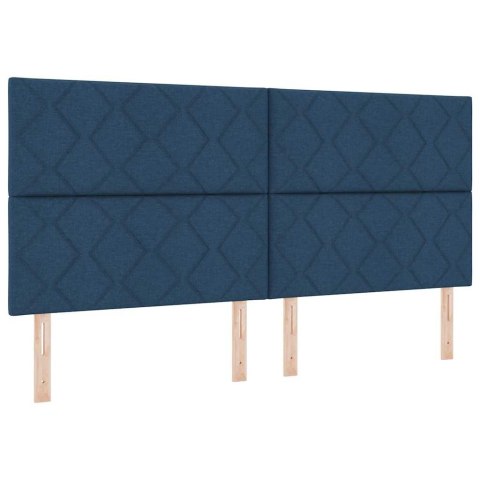Łóżko z sprężyną LED z materacem Niebieski 200 x 200 cm tkanina