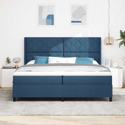 Łóżko z sprężyną LED z materacem Niebieski 200 x 200 cm tkanina
