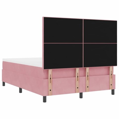 Łóżko z sprężyną LED z materacem Różowy 140 x 200 cm tkanina