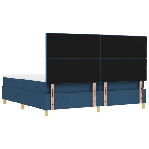 Łóżko sprężynowe z materacem Niebieski 200 x 200 cm tkanina