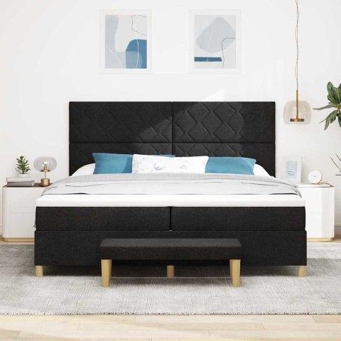Łóżko sprężynowe z materacem Czarny 200 x 200 cm tkanina