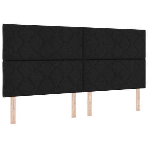 Łóżko sprężynowe z materacem Czarny 200 x 200 cm tkanina