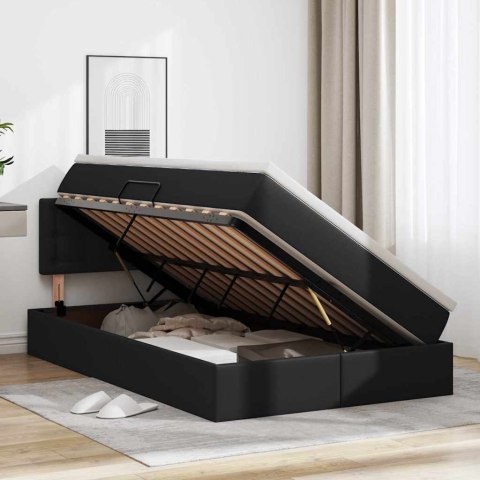 Łóżko z miejscem na przechowywanie i materacem Czarny