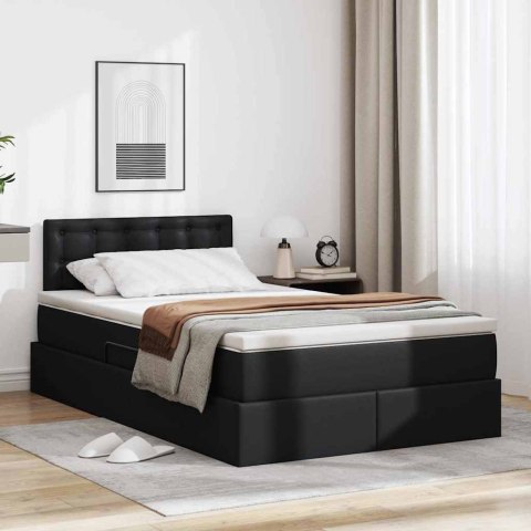 Łóżko z miejscem na przechowywanie i LED Czarny 120 x 200 cm