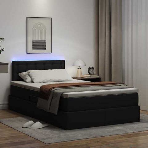Łóżko z miejscem na przechowywanie i LED Czarny 120 x 200 cm