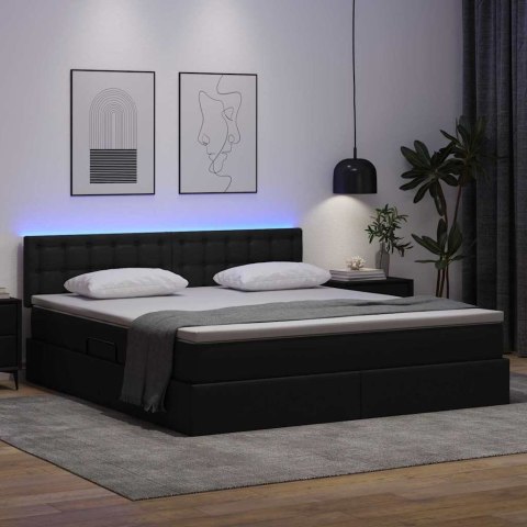 Łóżko z miejscem na przechowywanie i LED Czarny 160 x 200 cm