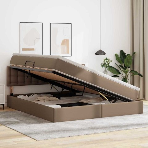 Łóżko z miejscem na przechowywanie i LED Kawowy 160 x 200 cm