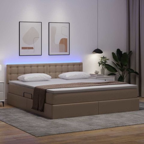 Łóżko z miejscem na przechowywanie i LED Kawowy 160 x 200 cm