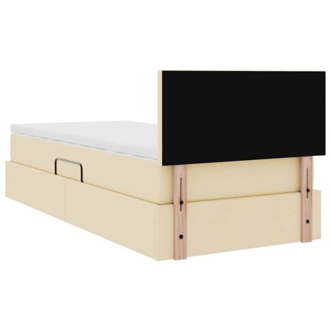 Łóżko z miejscem na przechowywanie i LED Kremowy 90 x 190 cm