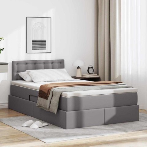 Łóżko z miejscem na przechowywanie i LED Szary 120 x 190 cm