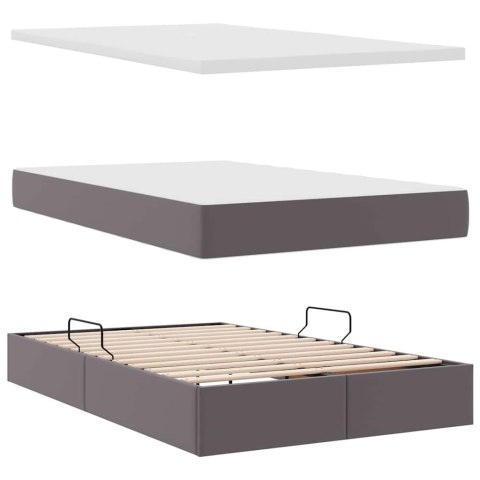 Łóżko z miejscem na przechowywanie i LED Szary 120 x 200 cm