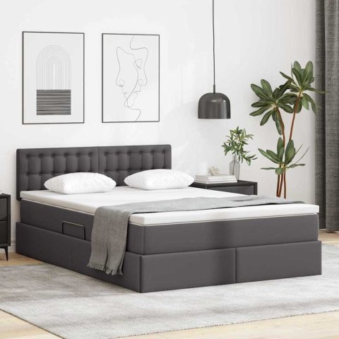 Łóżko z miejscem na przechowywanie i LED Szary 140 x 200 cm