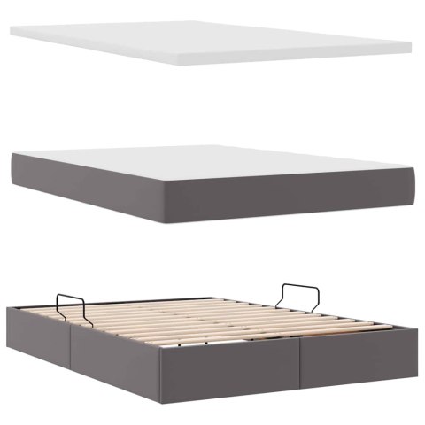 Łóżko z miejscem na przechowywanie i LED Szary 140 x 200 cm