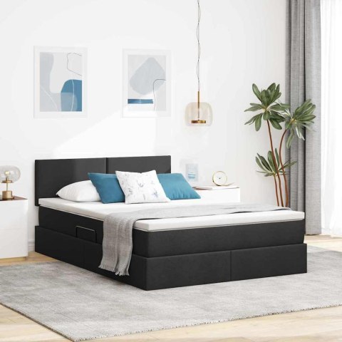 Łóżko z miejscem na przechowywanie i LED Czarny 140 x 200 cm
