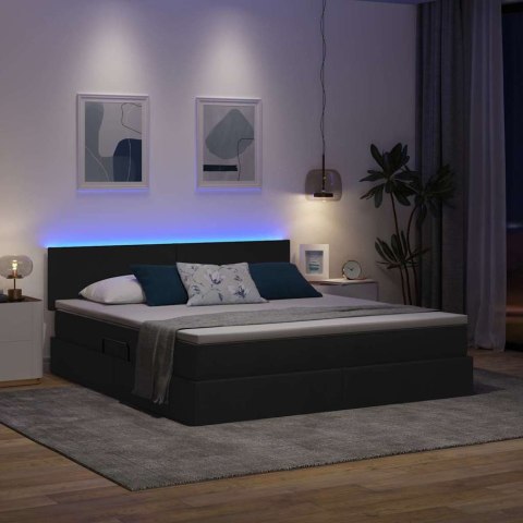 Łóżko z miejscem na przechowywanie i LED Czarny 180 x 200 cm