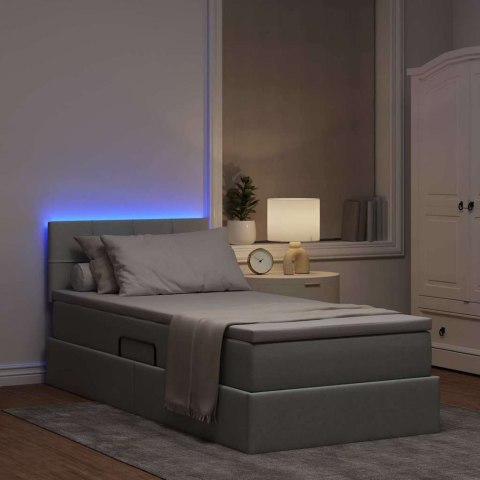 Łóżko z miejscem na przechowywanie i LED Jasnoszary 90 x 190 cm