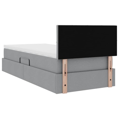 Łóżko z miejscem na przechowywanie i LED Jasnoszary 90 x 200 cm