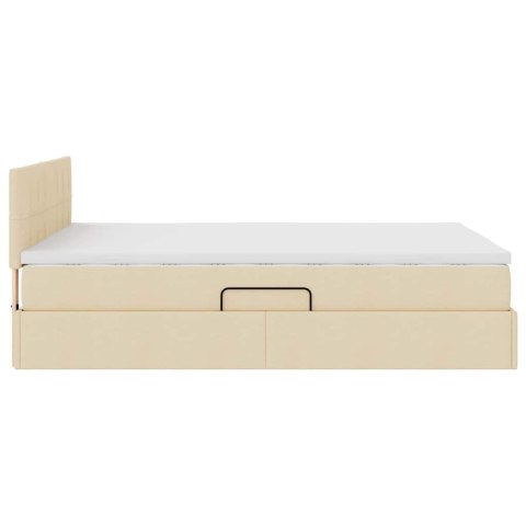 Łóżko z miejscem na przechowywanie i LED Kremowy 140 x 190 cm