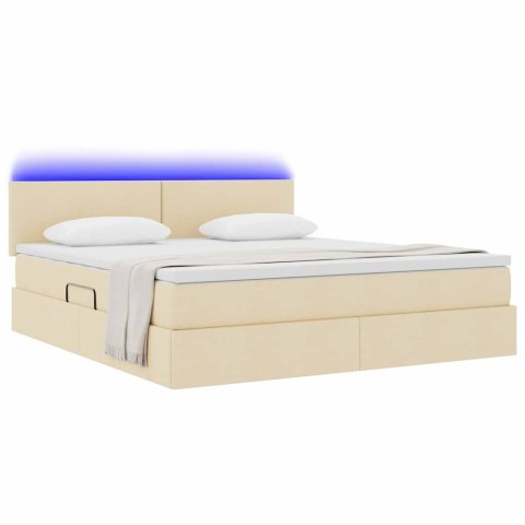 Łóżko z miejscem na przechowywanie i LED Kremowy 180 x 200 cm