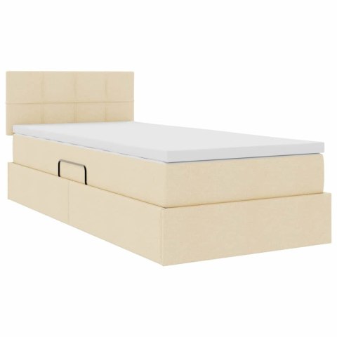 Łóżko z miejscem na przechowywanie i LED Kremowy 90 x 190 cm