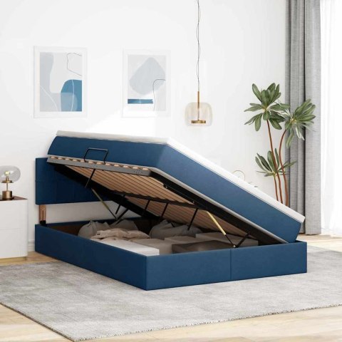Łóżko z miejscem na przechowywanie i LED Niebieski 140 x 190 cm