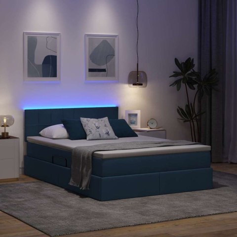 Łóżko z miejscem na przechowywanie i LED Niebieski 140 x 190 cm