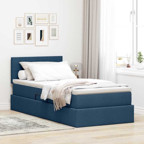 Łóżko z miejscem na przechowywanie i LED Niebieski 90 x 190 cm