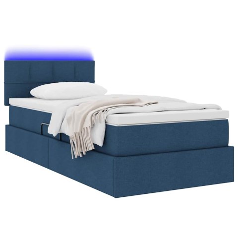 Łóżko z miejscem na przechowywanie i LED Niebieski 90 x 190 cm