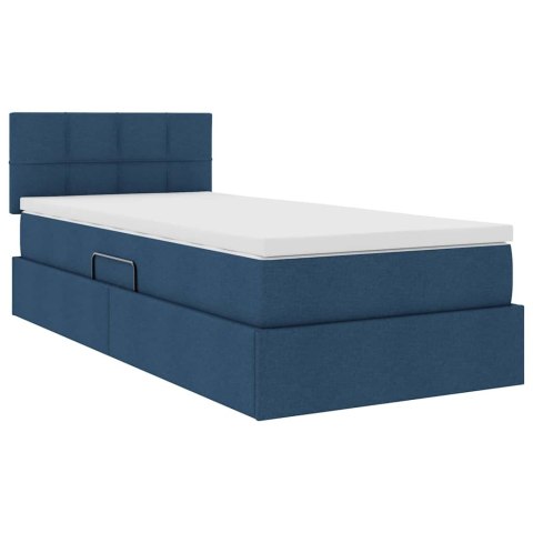 Łóżko z miejscem na przechowywanie i LED Niebieski 90 x 190 cm