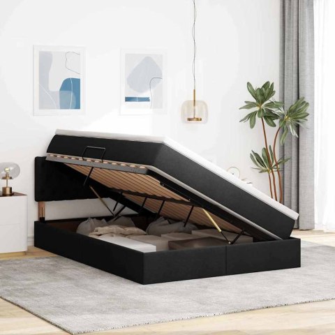 Łóżko z miejscem na przechowywanie i LED Czarny 140 x 190 cm