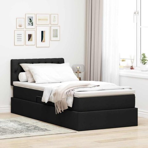 Łóżko z miejscem na przechowywanie i LED Czarny 90 x 190 cm