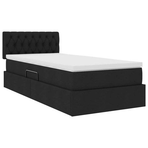 Łóżko z miejscem na przechowywanie i LED Czarny 90 x 190 cm